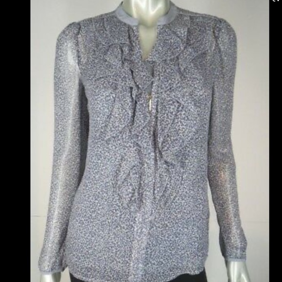 Tory Burch Silk Leopard Print Ruffle Front Blouse with Camisole - Picture 1 of 16